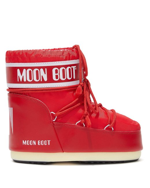 Moon Boot Red Icon Low 2 Lace-up Nylon Ankle Snow Boots