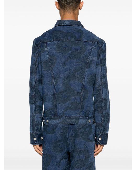 Feng Chen Wang Blue Dragon-jacquard Denim Jacket - Men's - Cotton/polyester for men