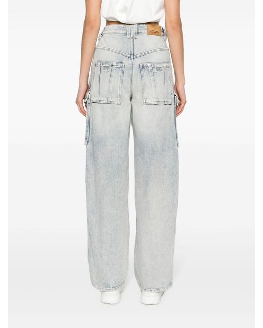 Isabel Marant Gray Heilani Mid-Rise Faded-Effect Jeans
