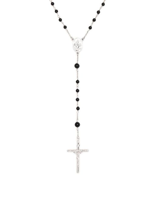 Dolce & Gabbana White X Kim Kardashian -tone Short Rosary Onyx Necklace
