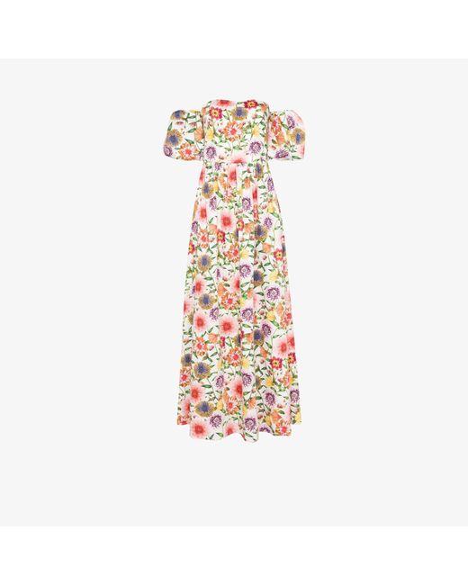 Borgo De Nor White Juliet Off-the-shoulder Floral Maxi Dress