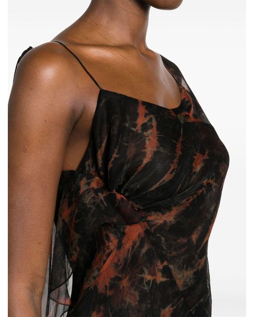 KNWLS Black Fuel Asymmetric Silk Dress