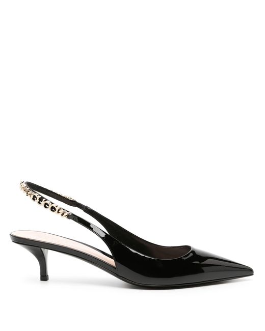 Gucci Black Patent Finish Pointed Sling-back Pumps