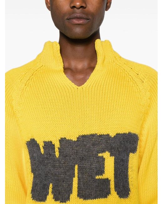 ERL Yellow Wet Intarsia-knit Sweater - Unisex - Polycarbonite/mohair/polyamide/cottonwool