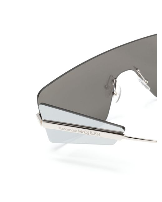 Alexander McQueen Gray Mirrored Shield-frame Sunglasses for men
