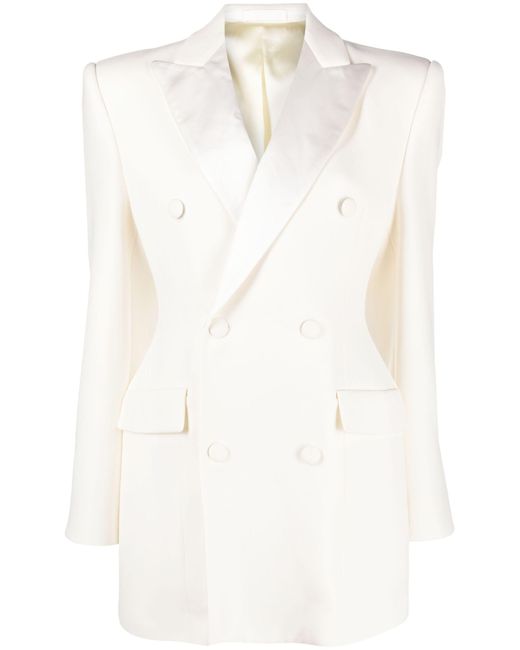 Wardrobe NYC White Neutral Double-breasted Blazer Mini Dress - Women's - Silk/acetate/virgin Wool/cupro