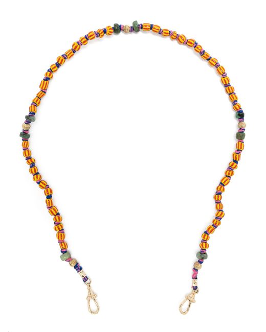 Marie Lichtenberg White 9k Yellow Mauli Ghana Emerald Beaded Necklace
