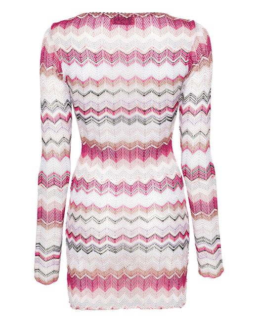 Missoni Pink Zigzag-woven Crochet Minidress