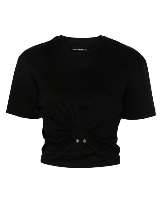 Rabanne Black Cropped Cotton T-shirt
