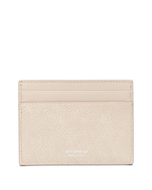 Givenchy Natural Neutral 4g-embroidered Leather Card Holder - Women's - Cotton/calf Leather
