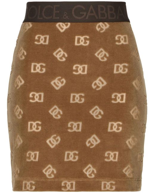Dolce & Gabbana Brown Allover Logo Cotton Mini Skirt