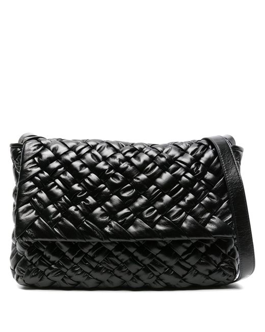 Bottega Veneta Black Rumple Leather Messenger Bag for men