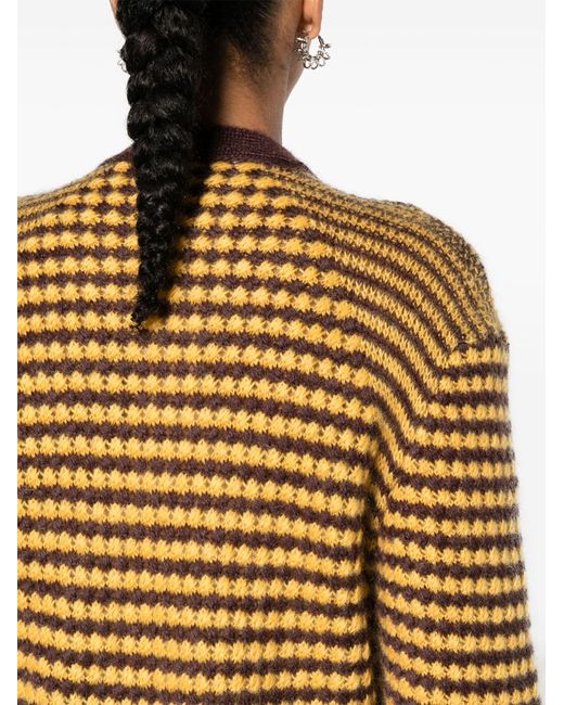 Wales Bonner Brown Yellow Unity Intarsia-knit Cardigan - Women's - Mohair/wool/polyamide