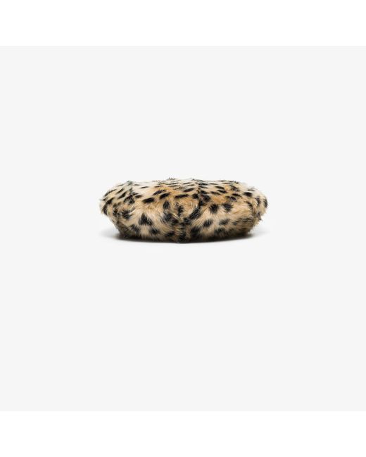 Stand Studio Multicolor Neutral Freja Leopard Print Faux Fur Beret