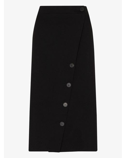 Balenciaga Black Side Buttoned Pencil Skirt