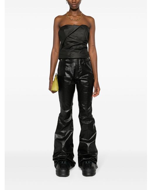 Rick Owens Black Bolan Coated Boocut Jeans