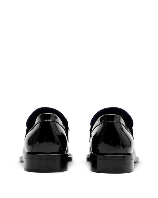 Burberry Black Barbed Leather Loafers for men