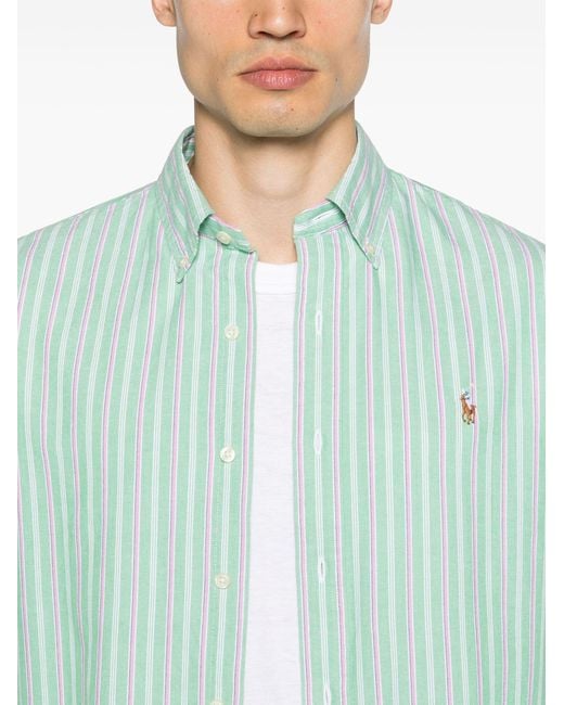 Polo Ralph Lauren Green And Pink Striped Cotton Shirt - Men's - Cotton for men