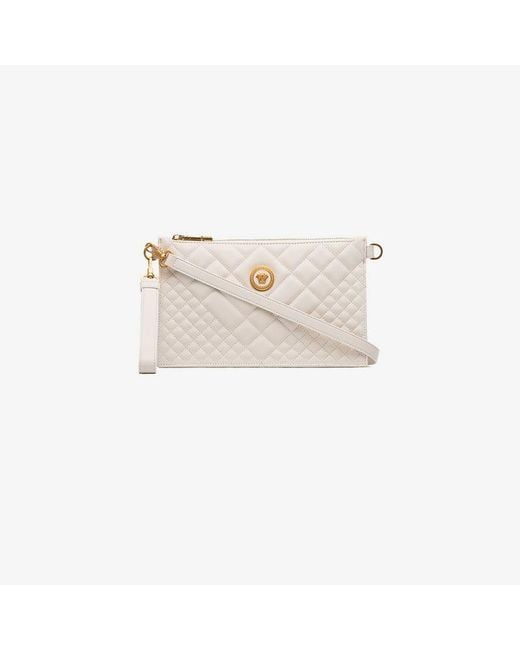 Versace Natural Nude Medusa Quilted Leather Clutch Bag