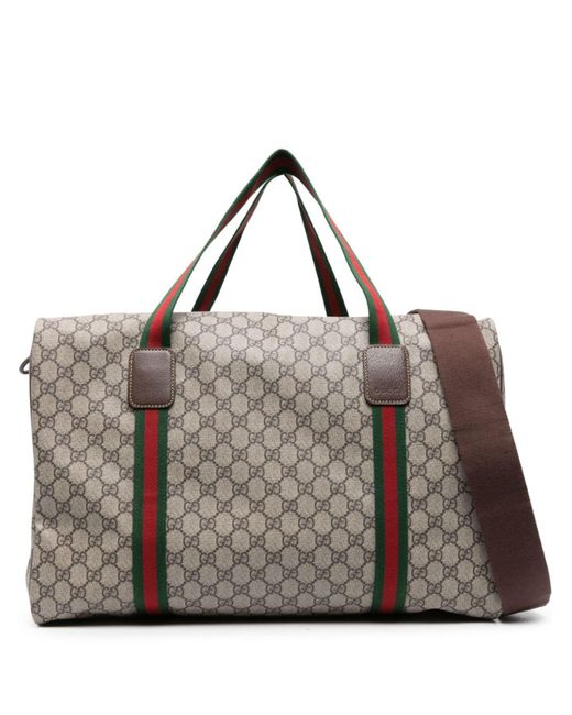 Gucci Brown Neutral gg Supreme Large Duffle Bag - Unisex - Canvas/leather
