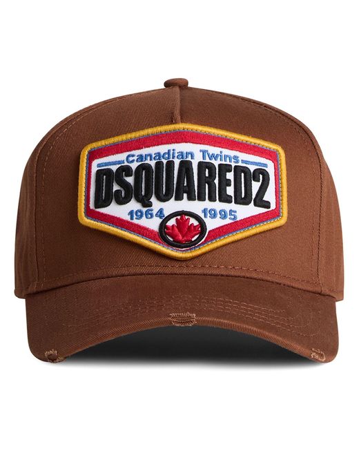 DSquared² Brown Logo Applique Cotton Cap for men
