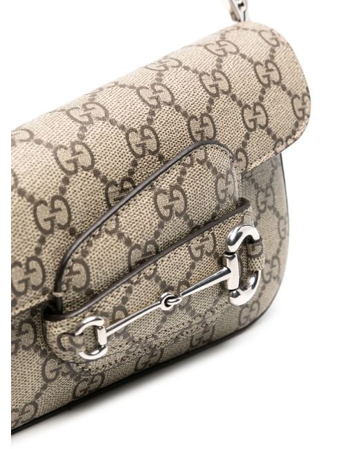 Gucci Gray Neutral Horsebit 1955 Mini Leather Shoulder Bag