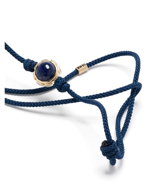 Luis Morais Blue 14k Yellow Rotary Cord Gemstone Bracelet - Men's - Lapis Lazuli/14kt /tiger Eye/fabric for men