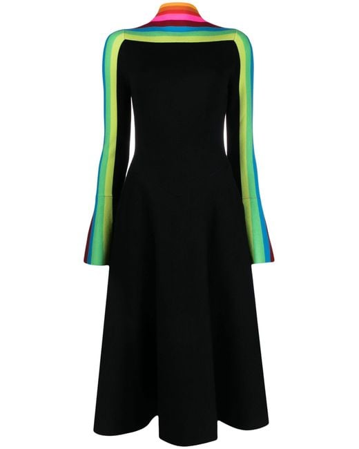 Christopher John Rogers Black Colourblock Knitted Midi Dress