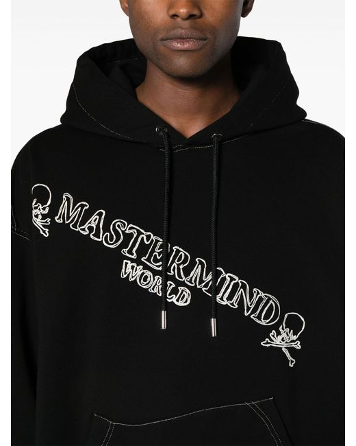 MASTERMIND WORLD Black Logo-embroidered Cotton Hoodie - Men's - Cotton for men