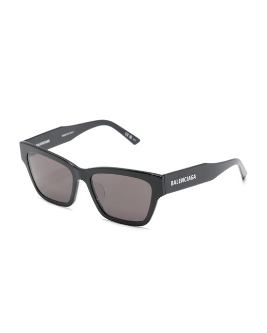 Balenciaga Gray Logo-print Square-frame Sunglasses