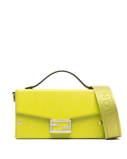 Fendi Yellow Soft Trunk Baguette Shoulder Bag