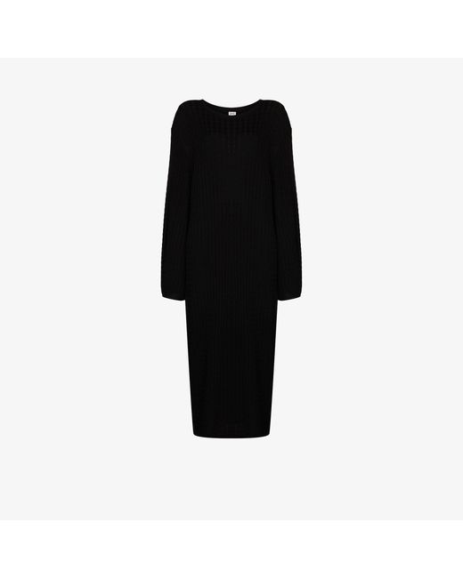 Totême Cable Knit Wool Midi Dress in Black Lyst