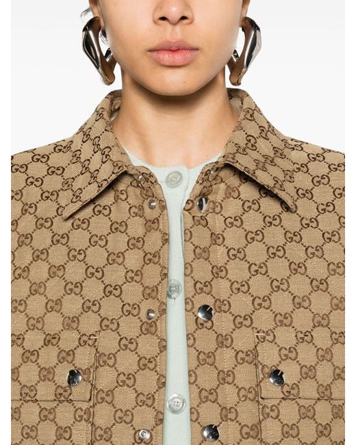 Gucci Natural gg Canvas Shirt Jacket - Women's - Cotton/polyester/polyamide