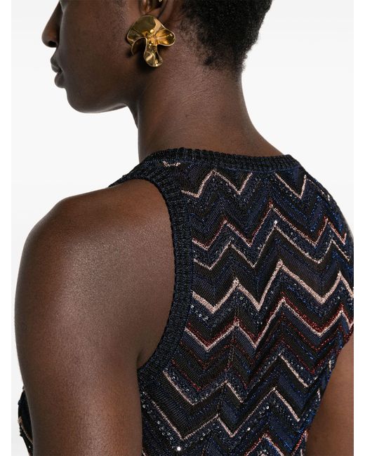 Missoni Black Sequin-detailed Chevron-knit Top