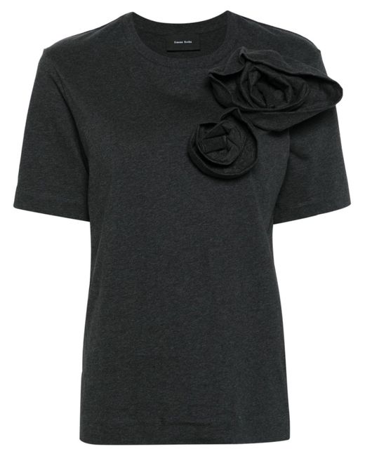 Simone Rocha Black Pressed Rose Cotton T-shirt