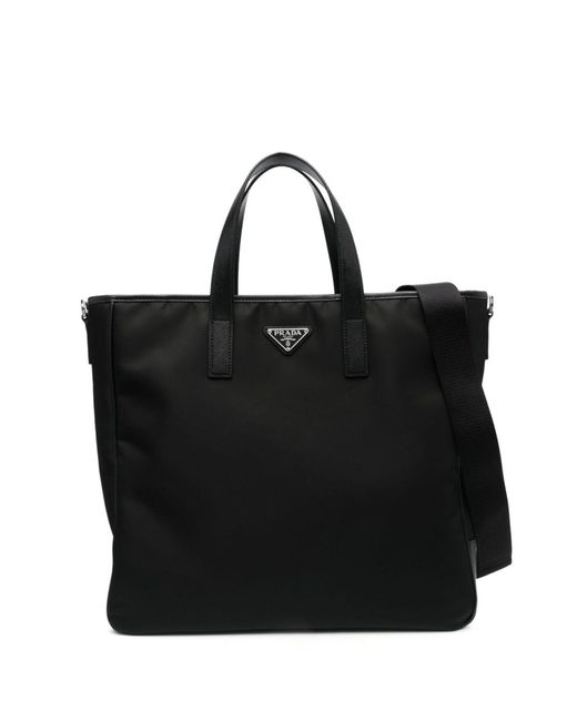 Prada Black Re-nylon Logo Tote Bag for men