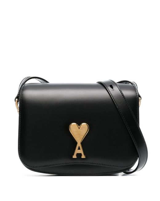 Ami Paris Leather Shoulder Bag in Black Lyst