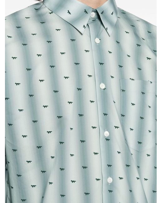 Maison Kitsuné Blue Shirt With Print for men