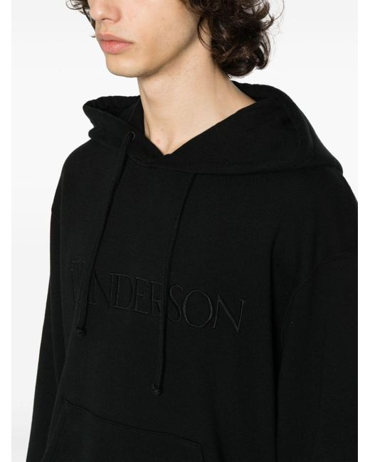 J.W. Anderson Black Logo-embroidered Cotton Hoodie for men