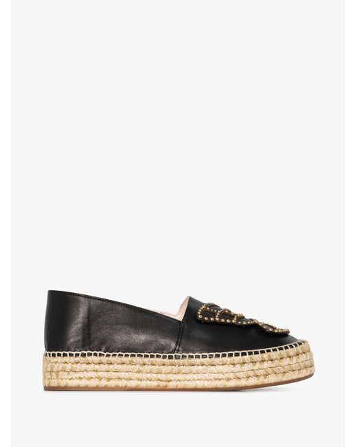 Save 26% Womens Shoes Flats and flat shoes Espadrille shoes and sandals Sophia Webster Butterfly Leather Platform Espadrille in Black 