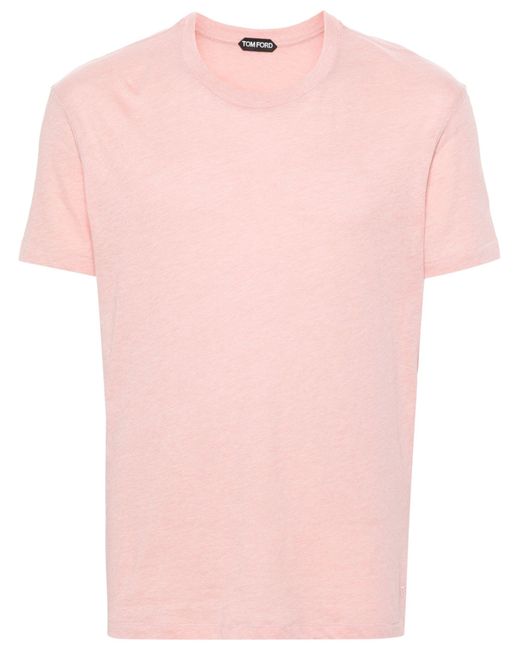 Tom Ford Pink Logo-embroidered Mélange T-shirt - Men's - Polyester/cotton for men