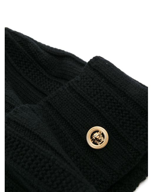 Versace Black Medusa Chunky-knit Beanie for men