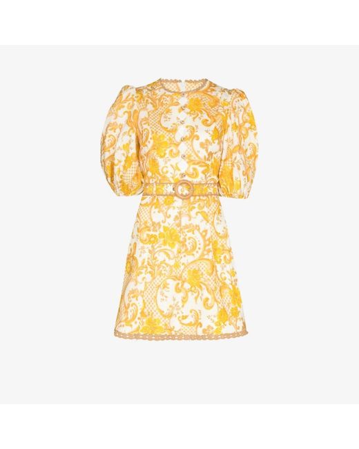 Zimmermann Postcard Floral Swirl Mini Dress in Yellow - Lyst