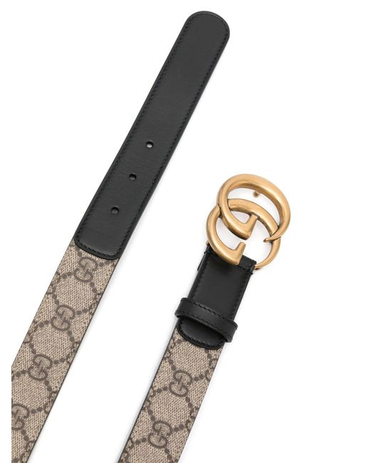 Gucci Natural Black gg Marmont Leather Belt