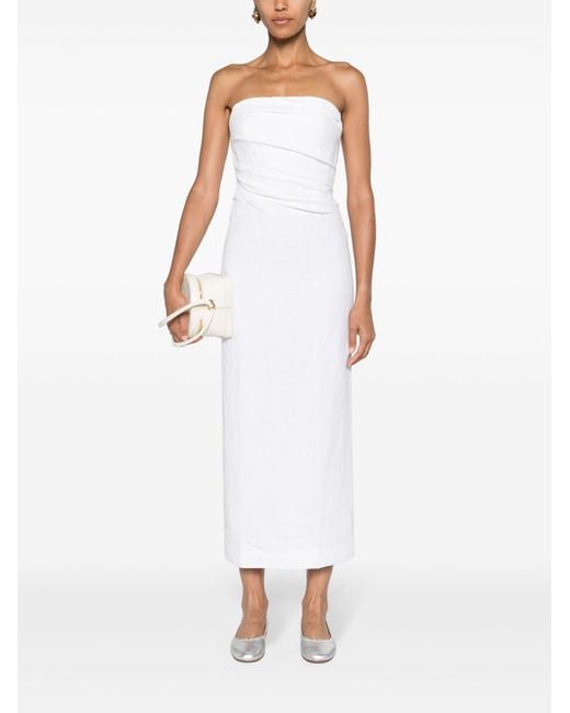 TOVE White Strapless Linen Maxi Dress - Women's - Polyester/cotton/linen/flax