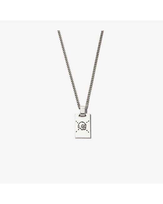 Gucci Sterling Ghost Dog Tag Necklace in Silver (Metallic) for Men Lyst
