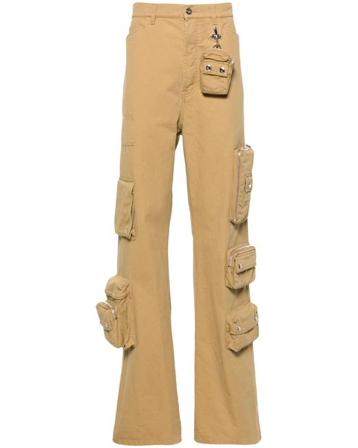 Lanvin Natural Neutral Cotton Twill Cargo Trousers - Men's - Zamac/cotton/brass for men