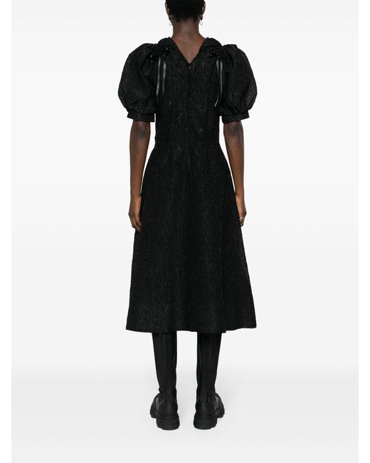 Simone Rocha Black Cut-out Crinkled Midi Dress