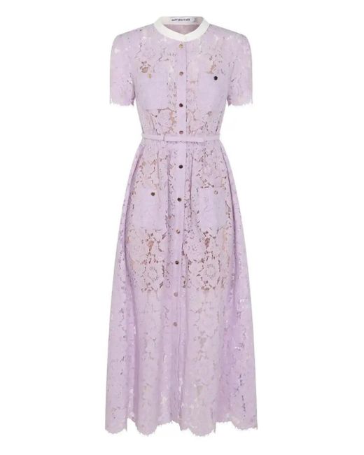 Self-Portrait Purple Lace Button-Up Midi Dress
