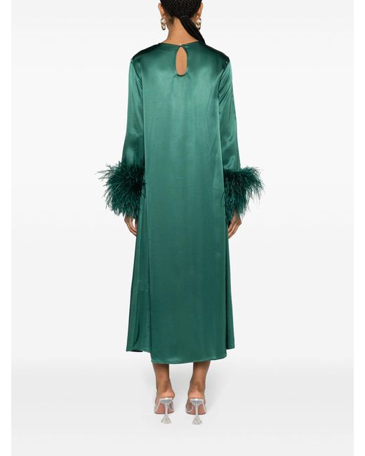 Sleeper Green Suzi Feather-trim Maxi Dress